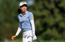 Thailand's Jeeno Thitikul eyes a shot on the way to the first-round lead in the LPGA Mizuho Americas Championship