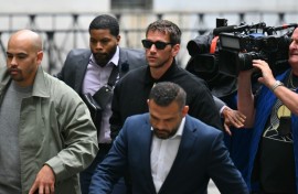 Alex Fine (C), Casandra Ventura's husband, was in attendance as she was cross-examined by attorneys for Sean Combs