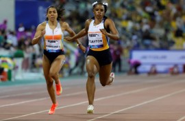 Tia Clayton blasted to victory in the women's 100m at the Doha Diamond League