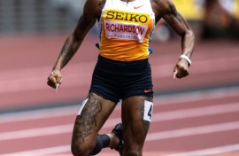 Sha'Carri Richardson trails in fourth in the women's 100m at the Golden Grand Prix in Tokyo