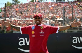 Lewis Hamilton laps up the support from Ferrari's tifosi at Imola