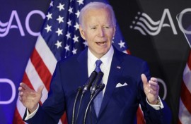 US President Joe Biden speaks during a conference in Chicago, Illinois on April 15, 2025