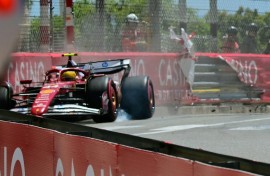 Lewis Hamilton crashed his Ferrari into the barriers during third practice in Monaco