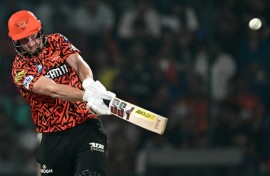 Sunrisers Hyderabad's Heinrich Klaasen plays a shot during his side's IPL win against Kolkata Knight Riders