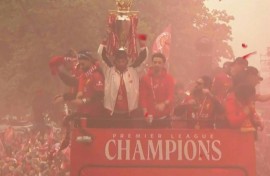 Liverpool players had celebrated their Premier League title during an open-top bus parade in the city streets