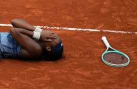 Coco Gauff celebrates winning her second Grand Slam title at the French Open