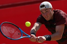 Britain's Jack Draper in action at Queen's Club