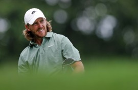 England's Tommy Fleetwood fired a five-under par 65 to grab a share of the lead after the second round of the PGA Tour's Travelers Championship