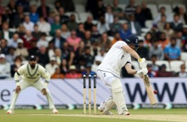 England opener Ben Duckett drives in the first Test against India at Headingley
