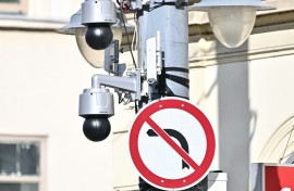 Newly installed cameras have appeared on lamp posts along the planned route of the march