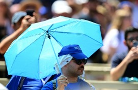 Several people used parasols to hear Pope Leo XIV's address at St Peter's square in the Vatican on Sunday