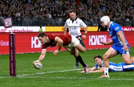British and Irish Lions' scrum-half Tomos Williams (L) has been ruled out of their Australia tour with a hamstring injury