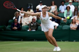 Former champion Elena Rybakina crashed out of Wimbledon on Saturday