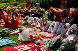 Floral tributes have been paid to Diogo Jota at Liverpool's Anfield stadium