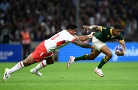 Scrum-half Grant Williams (R) makes his first start this season for South Africa.