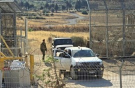 Israeli forces on the armistice line in the occupied Golan Heights