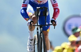 Florian Lipowitz on the day he climbed to third overall in the Tour de France