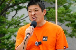 Japan's opposition party Sanseito leader Sohei Kamiya delivers a campaign speech