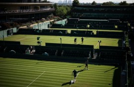 Wimbledon's grass courts during the 2025 tournament
