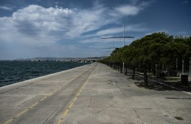 People have stayed away from popular haunts -- such as the Thessaloniki waterfront -- as a new heatwave hits Greece