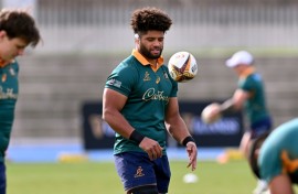 Rob Valetini trains with the Australia sqaud in Melbourne