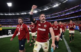 British and Irish Lions celebrate victory over Australia
