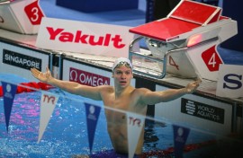 France's Leon Marchand broke the 200m medley world record at swimming's world championships in Singapore