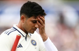 India captain Shubman Gill leaves the field after being run out in the fifth Test against England at the Oval