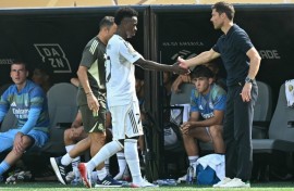 Real Madrid forward Vinicius Junior and his team-mates all have to work defensively, said coach Xabi Alonso