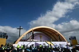The mass was held in a vast, open-air space on Rome's eastern outskirts