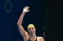 Australia's Meg Harris won the women's 50m freestyle at the world championships in Singapore on Sunday
