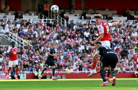 Viktor Gyokeres scoring for Arsenal in a pre-season freindly against Athletic