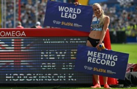 Keely Hodgkinson ran the fastest women's 800m of the year as she returned to the track for the first time since winning gold at the Paris Olympics