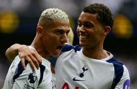Richarlison (L) scored twice and Brennan Johnson once as Tottenham opened their Premier League season with a 3-0 win over Burnley