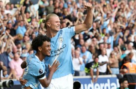 Erling Haaland scored twice in Manchester City's thrashing of Wolves