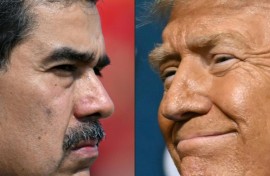 Venezuela's President Nicolas Maduro (L) has a $50 million bounty on his head from US President Donald Trump's (R) administration