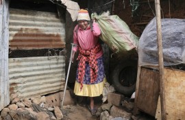 Molly Aluoch collects plastic daily to exchange for points giving her access to clean toilets, showers, laundries and even meals