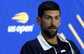 Serbian superstar Novak Djokovic talks to reporters before the start of the US Open, final Grand Slam of 2025