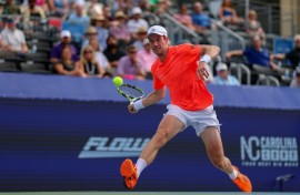 Botic van de Zandschulp of the Netherlands is into the final of the ATP hardcourt touranment in Winston-Salem, North Carolina