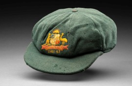 A cap won by cricketing great Don Bradman during the 1946-47 Ashes series was sold for US$287,000 to Australia's National Museum