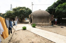 The homes were made by inflating a giant balloon and spraying it with a concrete solution