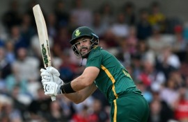 South Africa's Aiden Markram hits out during the first ODI against England at Headingley
