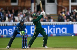 South Africa's Matthew Breetzke hits out during his 85 in the second ODI against England at Lord's