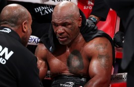 Former heavywight world champion Mike Tyson fights Jake Paul in an exhibition bout in Texas in 2024