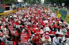 South Korean women protesting against spycam pornography in Seoul in 2018. Massive women's rights protests in the country have led to victories on issues ranging from abortion access to tougher penalties for spycam crimes