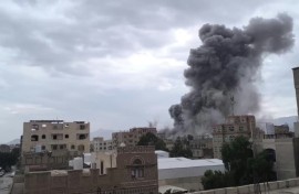 Heavy smoke after Israeli strikes on Huthi armed forces building in Sanaa