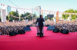 CHP leader Ozgur Ozel said the crowd had gathered to 'stand against the (judicial) coup'