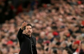 Atletico Madrid manager Diego Simeone was sent off at Anfield