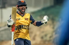 Sri Lanka's Kusal Mendis celebrates the win against Afghanistan