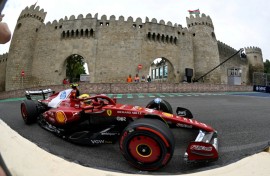 Ferrari's British driver Lewis Hamilton was showing very competitive pace before his ambitions were thwarted after team-mate Charles Leclerc ran off ahead of him